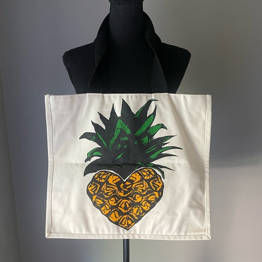 Pineapple Canvas Tote Bag 15X18X5 NWOT